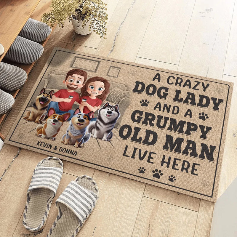 Custom Name Funny Dog Lover Couple Decor - Personalized Doormat