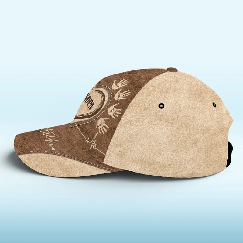 Custom Name Handprint Grandpa Gifts - Personalized Classic Cap
