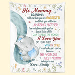 Custom Name Baby Elephant Gifts for Mom - Personalized Blanket