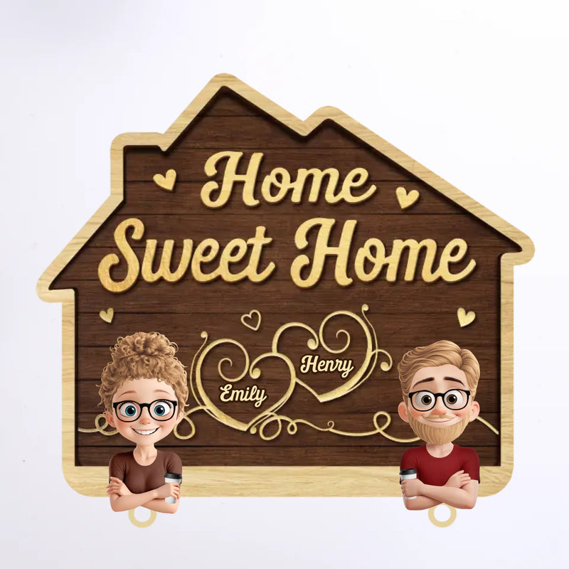 Custom Name Couple Home Decor - Personalized Acrylic Puzzle Key Holder