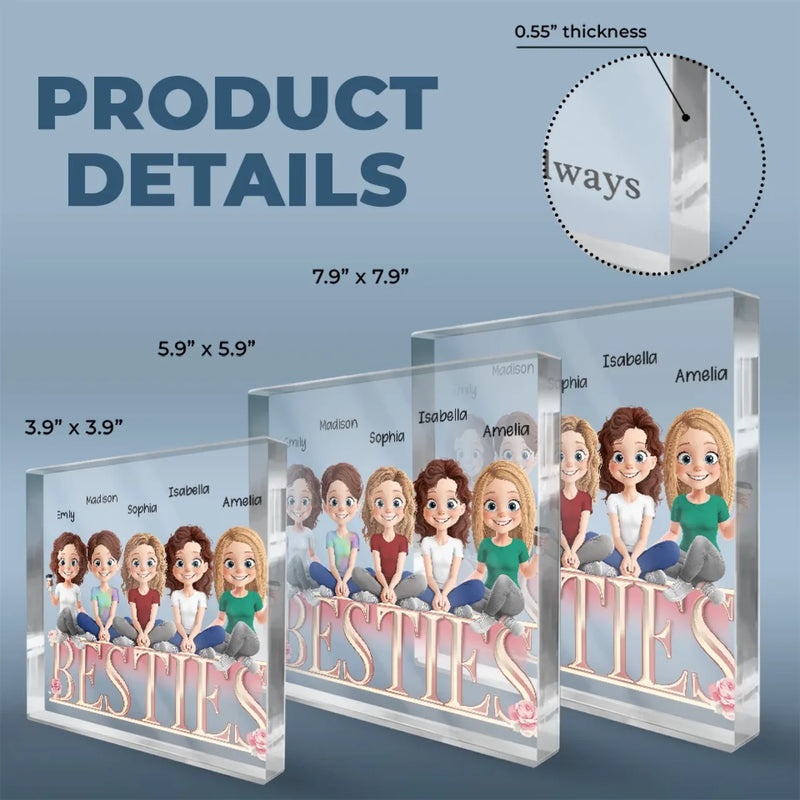 Custom Name Besties Gifts for Friends - Personalized Shaped Acrylic Plaque