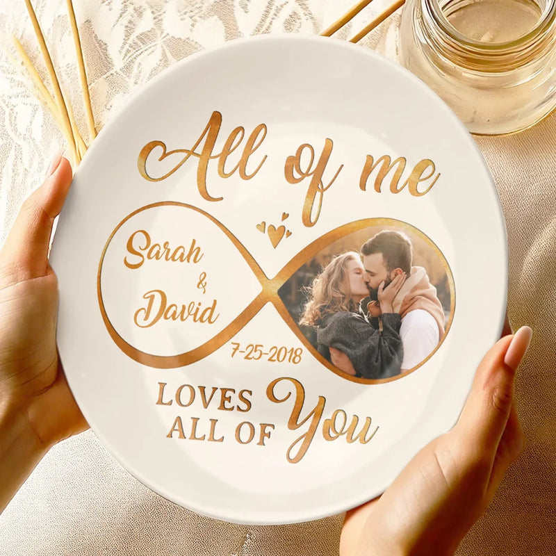 Custom Photo Infinity Love Gifts for Couples - Personalized Ceramic Plate