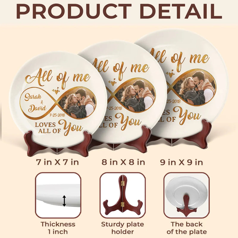 Custom Photo Infinity Love Gifts for Couples - Personalized Ceramic Plate