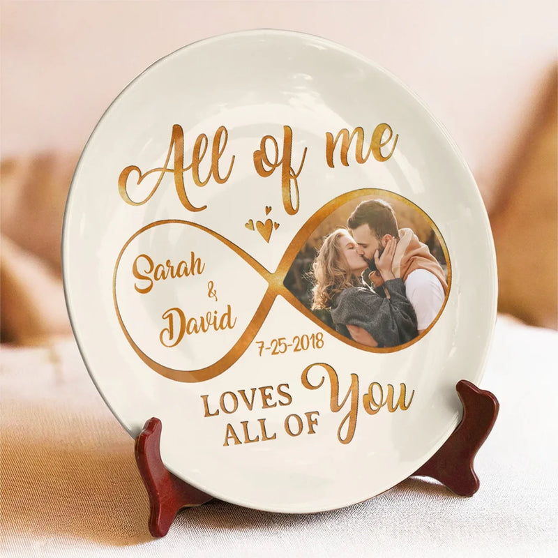 Custom Photo Infinity Love Gifts for Couples - Personalized Ceramic Plate