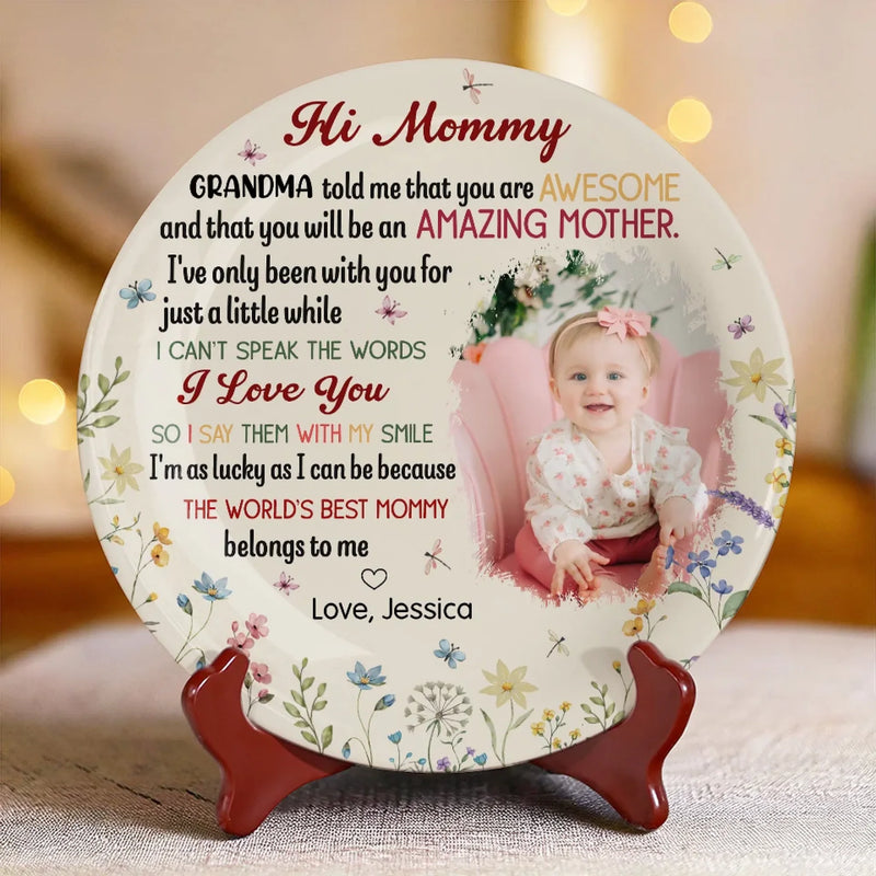 Custom Photo Our First Miracle, Our Forever Love - Family Personalized Custom Ceramic Plate - Mother's Day, Baby Shower Gift, Gift For First Mom