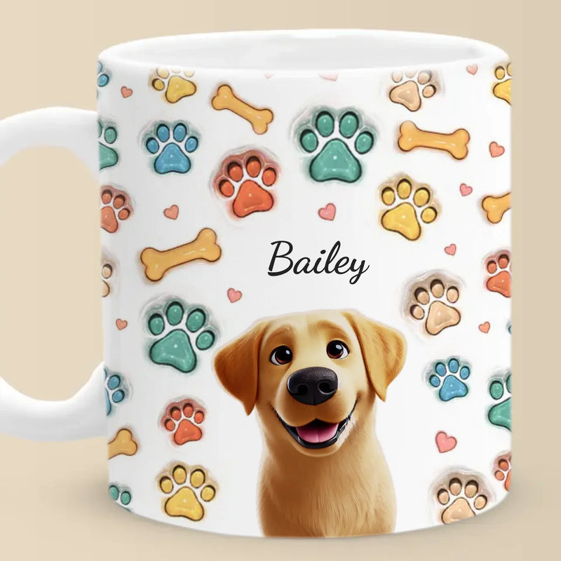 Stay Pawsitive, Wag More, Bark Less - Dog & Cat Personalized Custom 3D Inflated Effect Printed Mug - Gift For Pet Owners, Pet Lovers