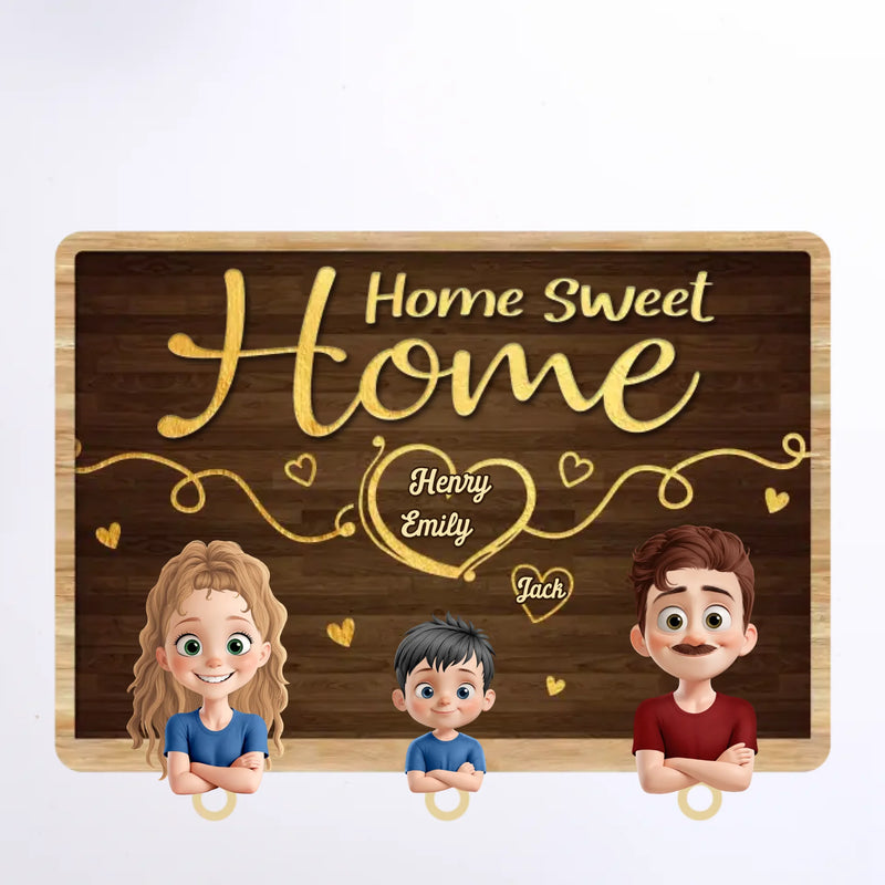 The Key To A Tidy And Welcoming Home - Family Personalized Custom Acrylic Puzzle Key Holder - House Warming Gift For Family Members