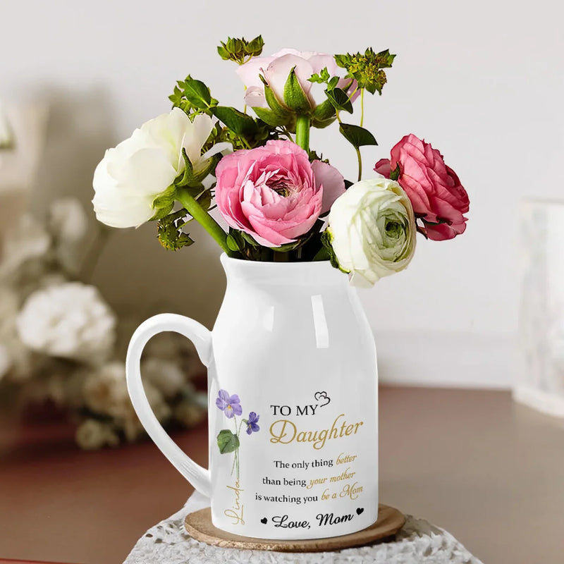 A Mother’s Love Is The Greatest Gift - Family Personalized Custom Home Decor Flower Vase - Mother's Day, House Warming Gift For Mom, Daughter