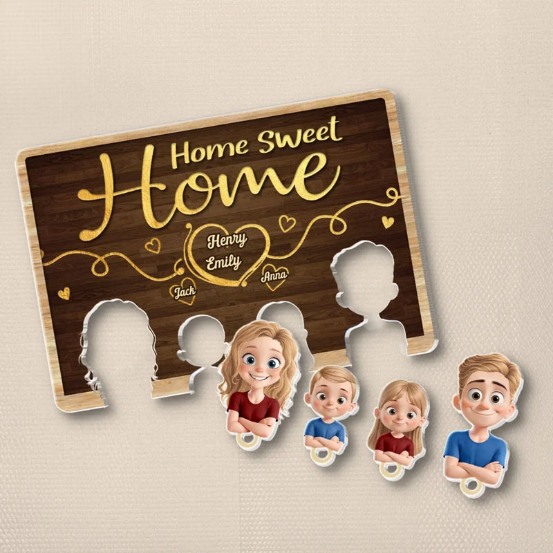 The Key To A Tidy And Welcoming Home - Family Personalized Custom Acrylic Puzzle Key Holder - House Warming Gift For Family Members