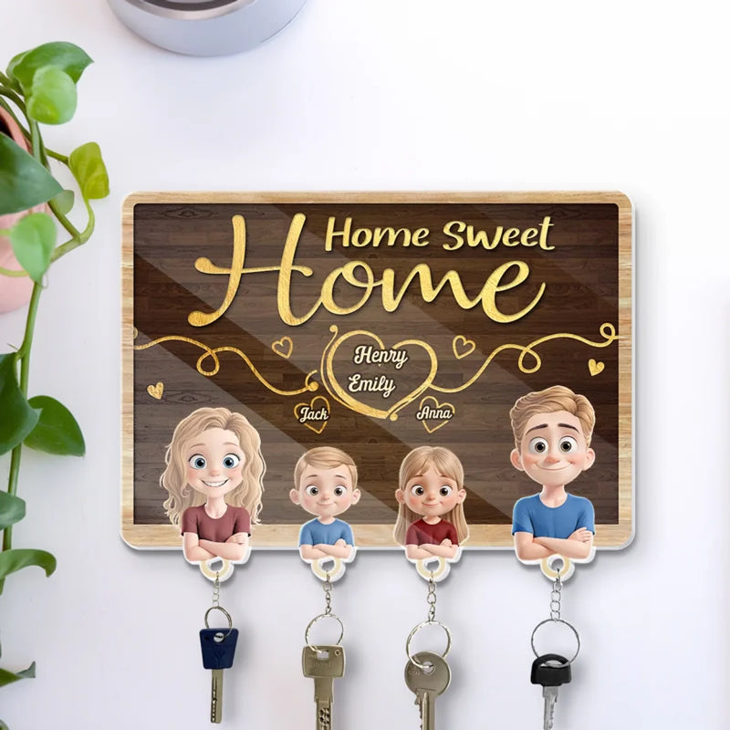The Key To A Tidy And Welcoming Home - Family Personalized Custom Acrylic Puzzle Key Holder - House Warming Gift For Family Members