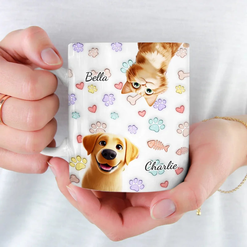 My Cat Is My Therapist - Dog & Cat Personalized Custom 3D Inflated Effect Printed Mug - Gift For Pet Owners, Pet Lovers