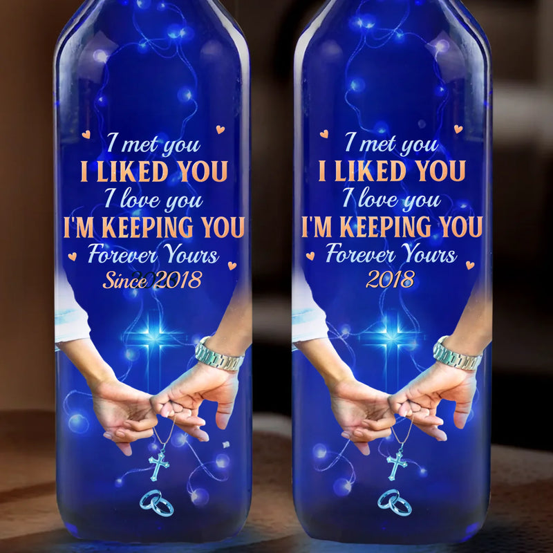 Custom Year Romantic Anniversary Gifts for Couples - Personalized Blue Bottle Lamp