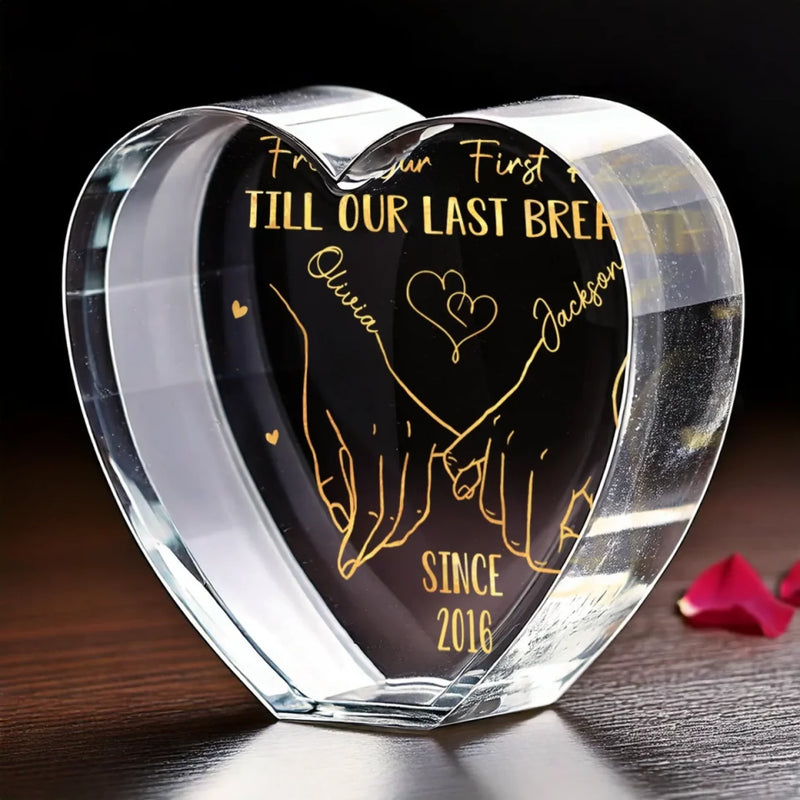 From The Moment We Met, Forever Together - Couple Personalized Custom 3D Crystal Heart Shaped - Gift For Husband Wife, Anniversary