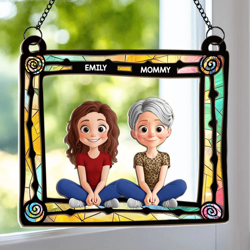 A Mother Is The Heart That Beats For The Whole Family - Family Personalized Window Hanging Suncatcher Ornament - Mother's Day, Gift For Mom, Grandma
