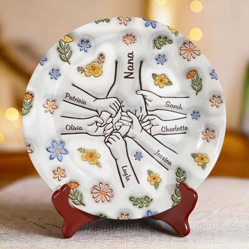 Love Grows Best In A Happy Family - Family Personalized Custom 3D Inflated Effect Printed Ceramic Plate - Mother's Day, Gift For Mom, Grandma