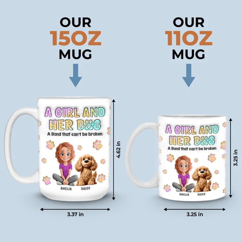 Custom Name Girl and Dog Gifts for Dog Lovers - Personalized Mug