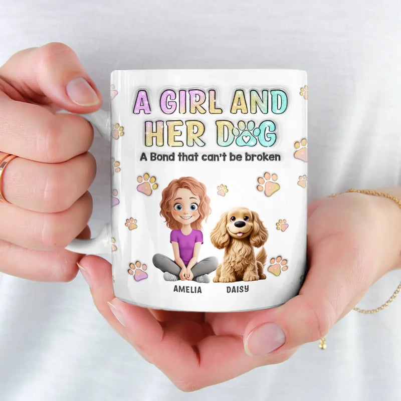Custom Name Girl and Dog Gifts for Dog Lovers - Personalized Mug