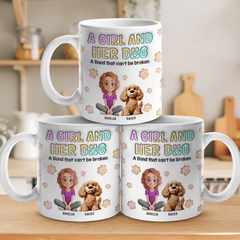 Custom Name Girl and Dog Gifts for Dog Lovers - Personalized Mug