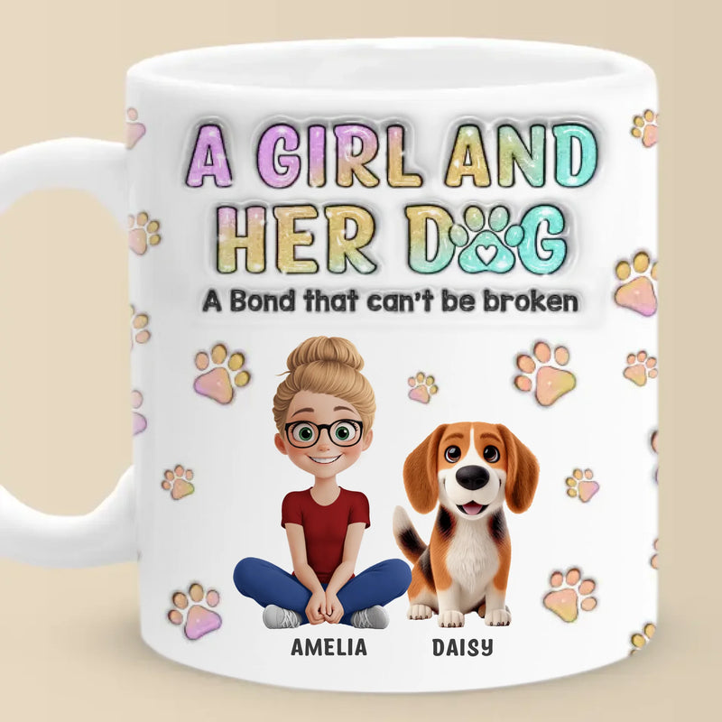 Custom Name Girl and Dog Gifts for Dog Lovers - Personalized Mug