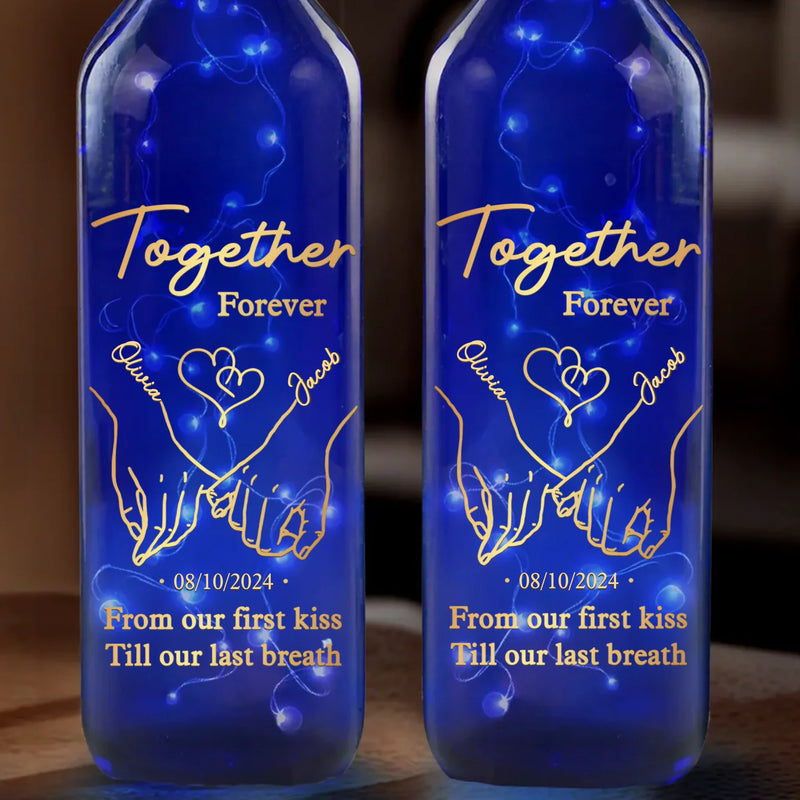 From This Moment, Till Forever - Couple Personalized Custom Blue Bottle Lamp - Gift For Husband Wife, Anniversary