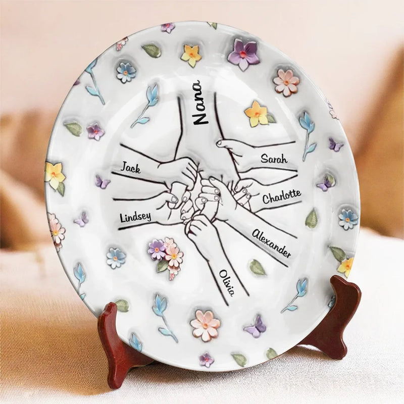 Her Love Is A Melody That Plays In The Heart Forever - Family Personalized Custom 3D Inflated Effect Printed Ceramic Plate - Mother's Day, Gift For Mom, Grandma