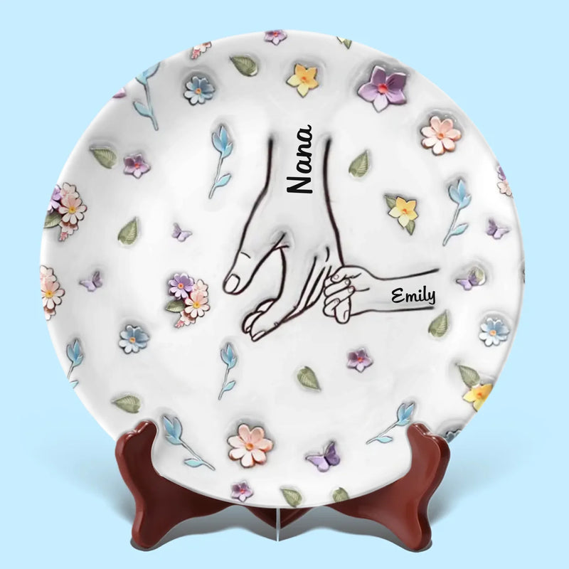 Her Love Is A Melody That Plays In The Heart Forever - Family Personalized Custom 3D Inflated Effect Printed Ceramic Plate - Mother's Day, Gift For Mom, Grandma