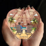Custom Name Beach Couple Gifts - Personalized 3D Crystal
