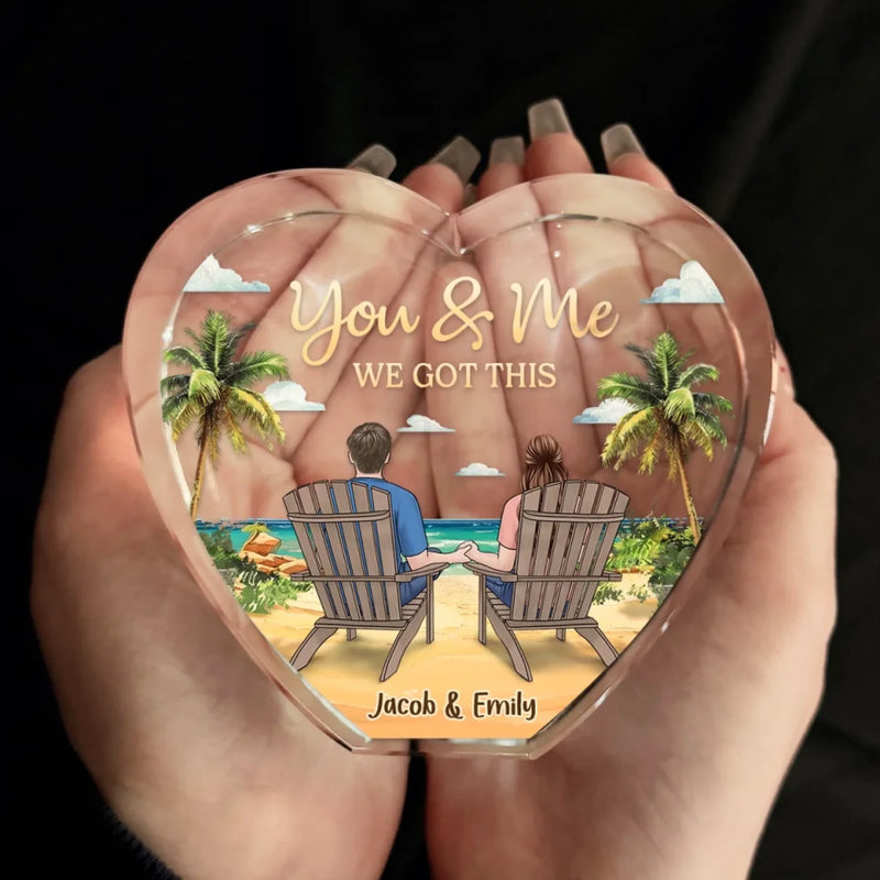 Custom Name Beach Couple Gifts - Personalized 3D Crystal