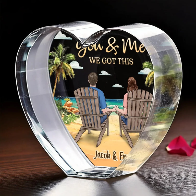 Custom Name Beach Couple Gifts - Personalized 3D Crystal