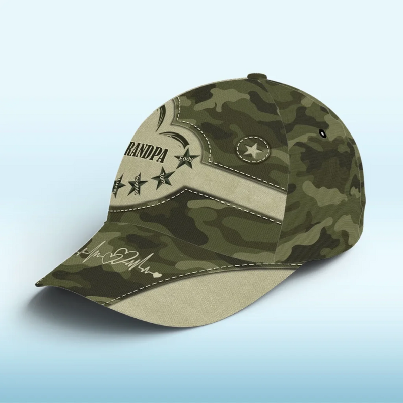 Our Grandpa, Our Star - Family Personalized Custom Hat, All Over Print Classic Cap - Gift For Family Members