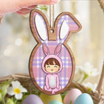 Pastel Easter Bunny Girl Decor - Hanging Ornament