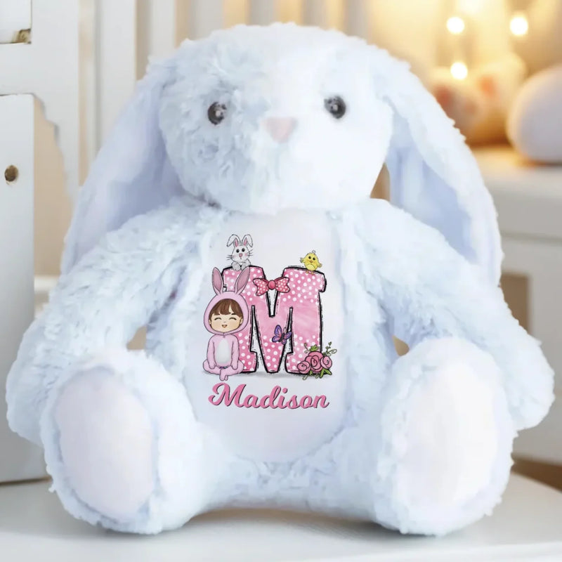 Custom Name Bunny Girl Gifts for Kids - Personalized Bunny Plush