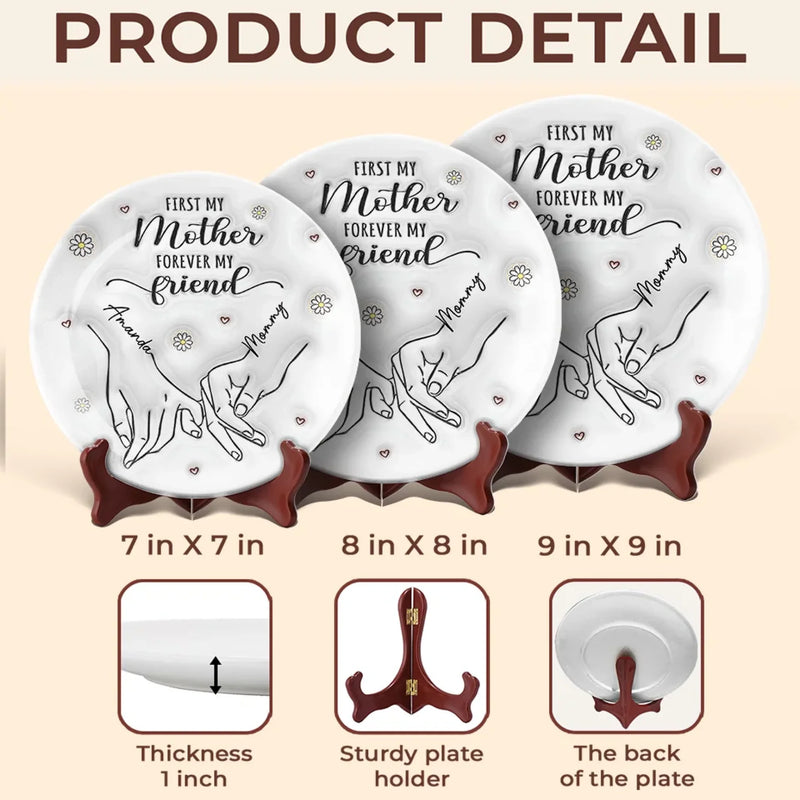 A Mother's Love Shines Bright - Family Personalized Custom 3D Inflated Effect Printed Ceramic Plate - Mother's Day, Gift For Mom, Daughter