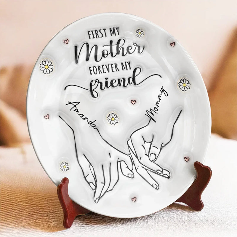 A Mother's Love Shines Bright - Family Personalized Custom 3D Inflated Effect Printed Ceramic Plate - Mother's Day, Gift For Mom, Daughter
