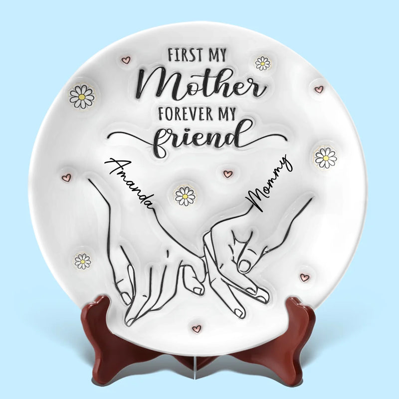 A Mother's Love Shines Bright - Family Personalized Custom 3D Inflated Effect Printed Ceramic Plate - Mother's Day, Gift For Mom, Daughter