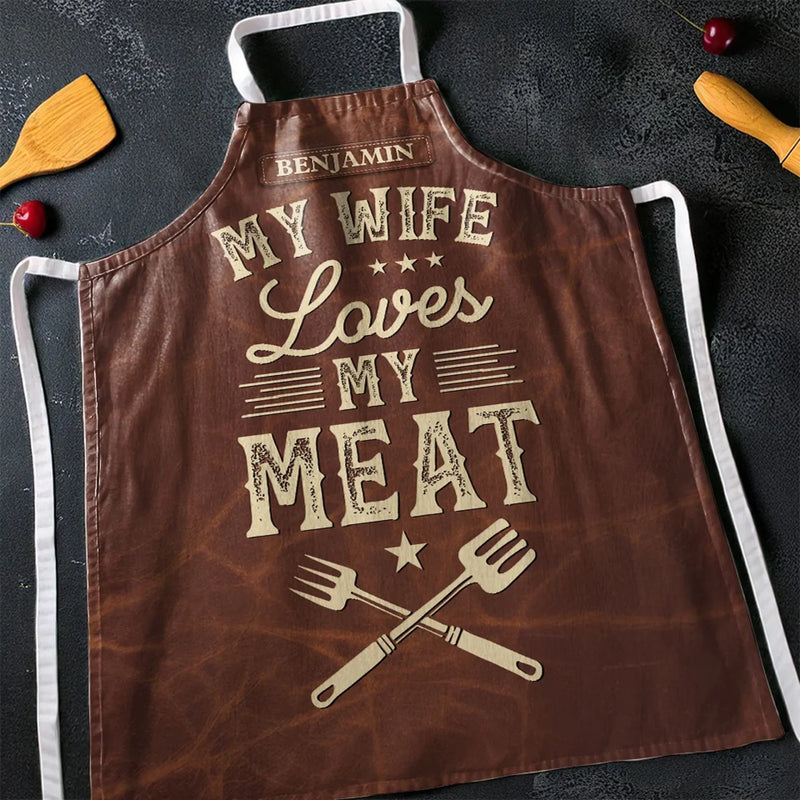 Love On The Grill - Couple Personalized Custom Apron - Gift For Husband Wife, Anniversary