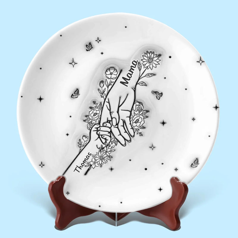 Custom Name Family Flower Keepsake - Personalized Ceramic Plate