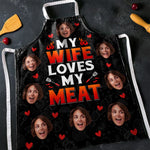 Custom Photo Funny My Wife Loves My Meat Gifts for Husband - Personalized Apron