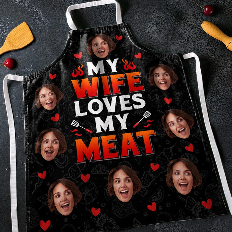Custom Photo Meat And Greet - Couple Personalized Custom Apron - Gift For Husband Wife, Anniversary