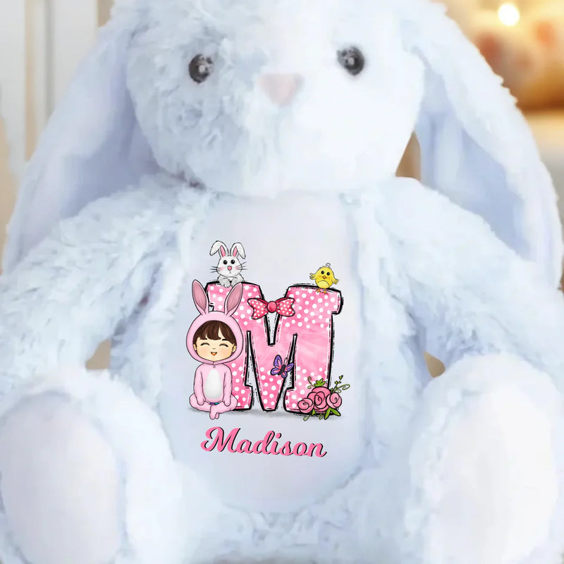 Custom Name Bunny Girl Gifts for Kids - Personalized Bunny Plush