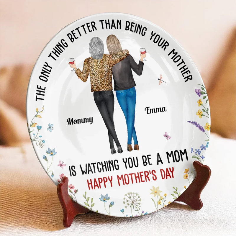 Mom Is My Forever Hero - Family Personalized Custom Ceramic Plate - Mother's Day, Gift For Mom, Daughter