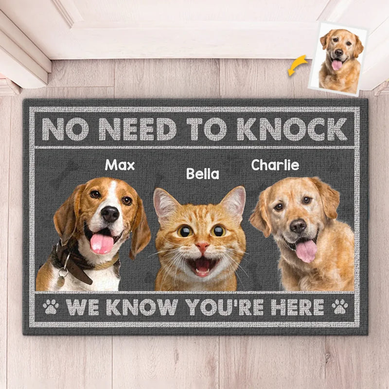 Custom Photo Guarded By Paws And Love - Dog & Cat Personalized Custom Home Decor Decorative Mat - House Warming Gift For Pet Owners, Pet Lovers