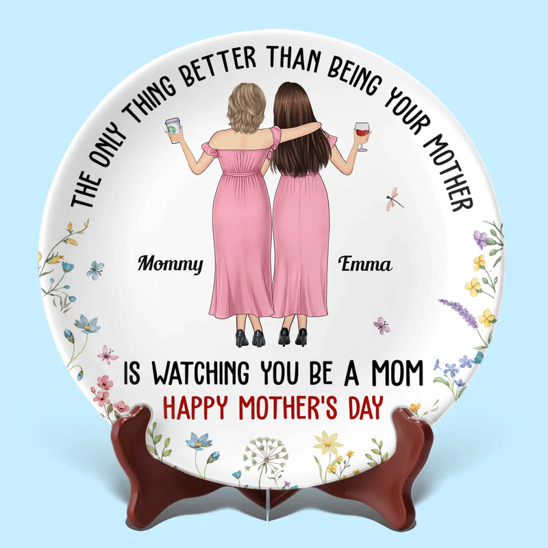 Mom Is My Forever Hero - Family Personalized Custom Ceramic Plate - Mother's Day, Gift For Mom, Daughter