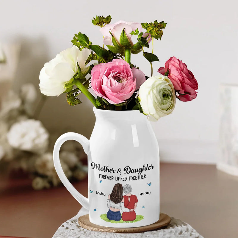 Mom Makes Everything Better - Family Personalized Custom Home Decor Flower Vase - Mother's Day, House Warming Gift For Mom, Daughter