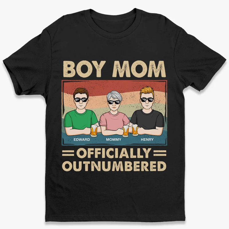 Boy Mom Officially Outnumbered - Family Personalized Custom Unisex T-shirt, Premium T-shirt, Hoodie - Mother's Day Gift For Mom, Son