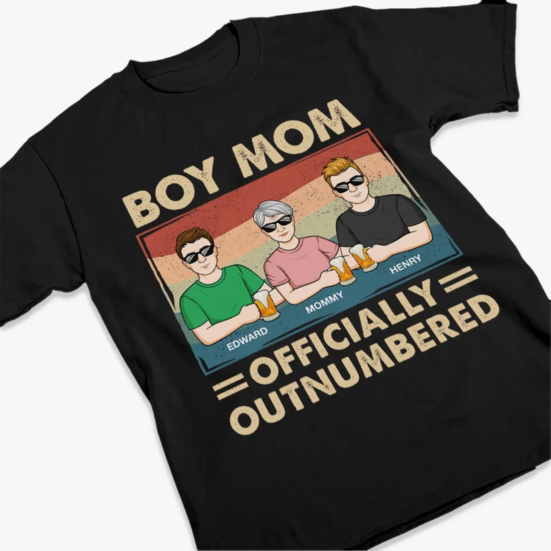 Boy Mom Officially Outnumbered - Family Personalized Custom Unisex T-shirt, Premium T-shirt, Hoodie - Mother's Day Gift For Mom, Son