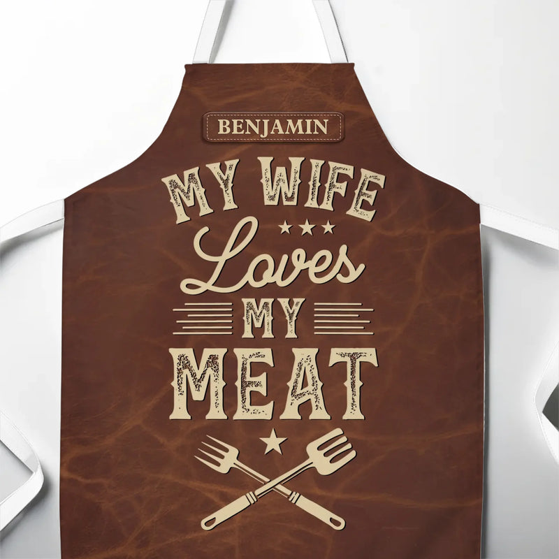 Love On The Grill - Couple Personalized Custom Apron - Gift For Husband Wife, Anniversary