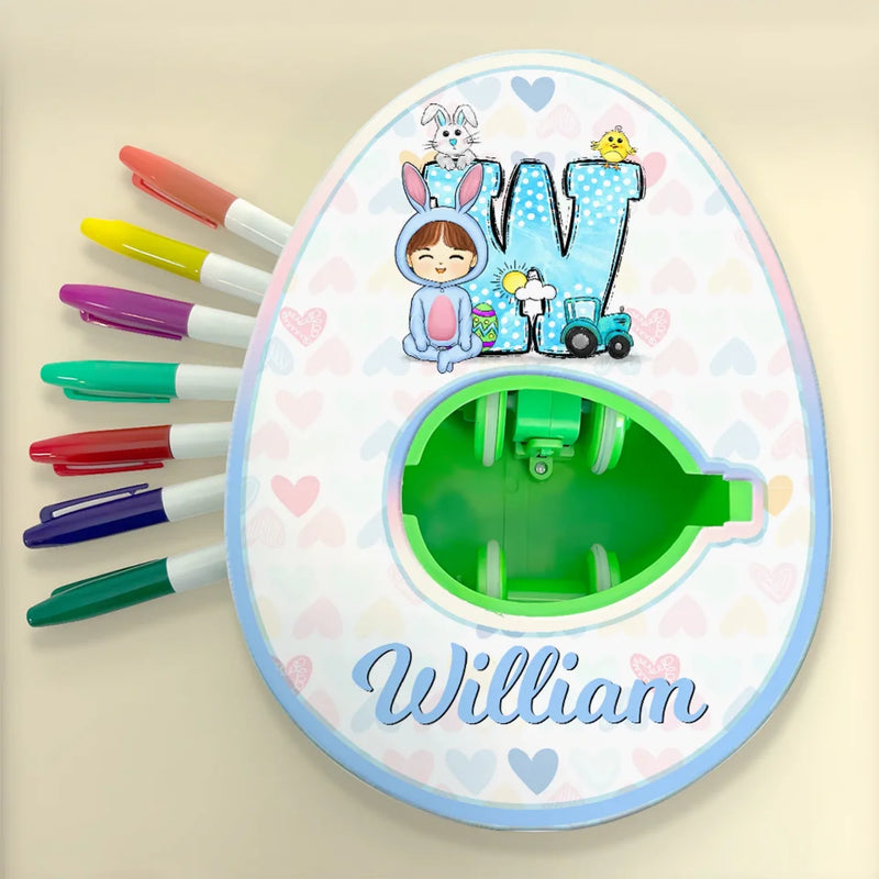 Sweet Bunny Dreams - Family Personalized Custom Easter Egg Decorating Kit, Egg Spinner Machine With Markers - Easter Gift For Family Members