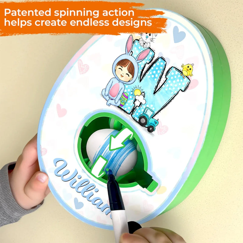 Sweet Bunny Dreams - Family Personalized Custom Easter Egg Decorating Kit, Egg Spinner Machine With Markers - Easter Gift For Family Members