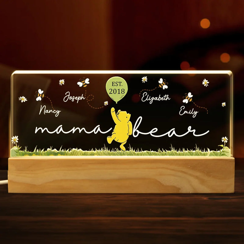 Mama Bear Grandma Bear - Family  Personalized Custom Acrylic Block 3D LED Night Light - Mother's Day, Gift For Mom, Grandma